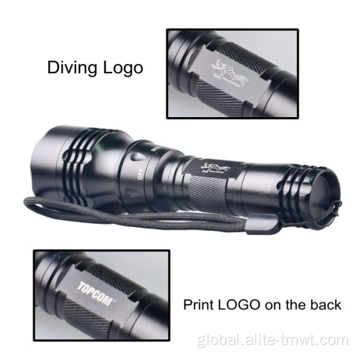 Underwater Torch Topcom High Quality 18650 Powered Wide Angle Beam Underwater Torch Diving Flash Light Supplier